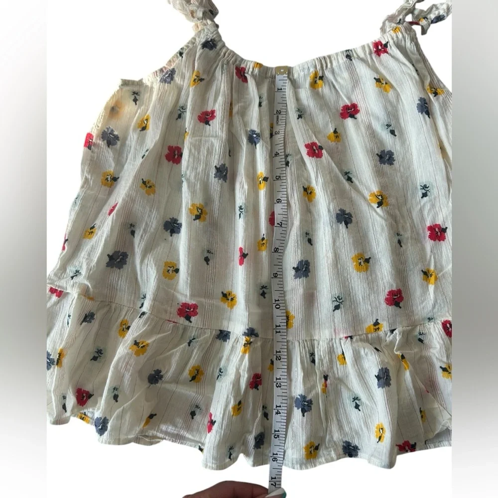 Madewell Ruffle-Strap Cami Top in Metallic-Striped Confetti Floral size 10 - Picture 9 of 13